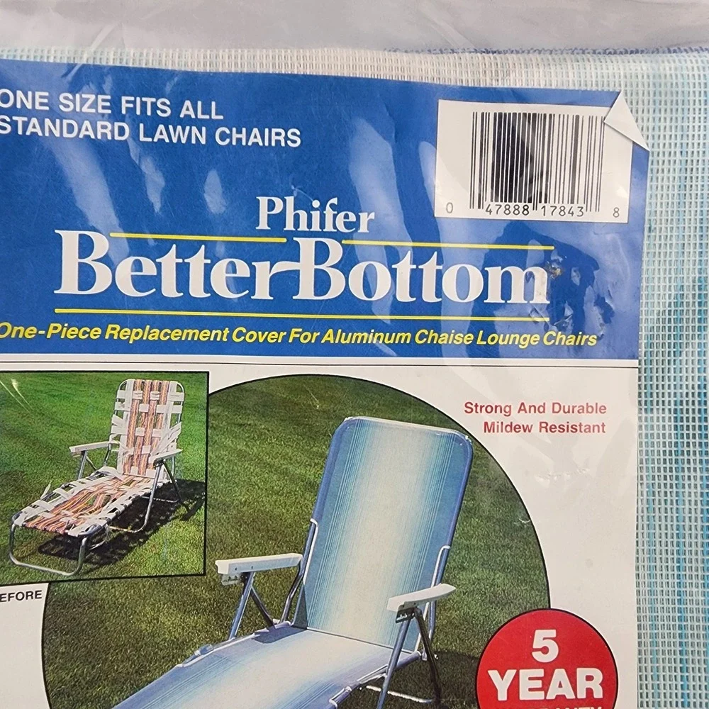 Phifer Better Bottom One Piece Replacement Cover Chaise Lounge Sealed Blue White - Picture 3 of 4